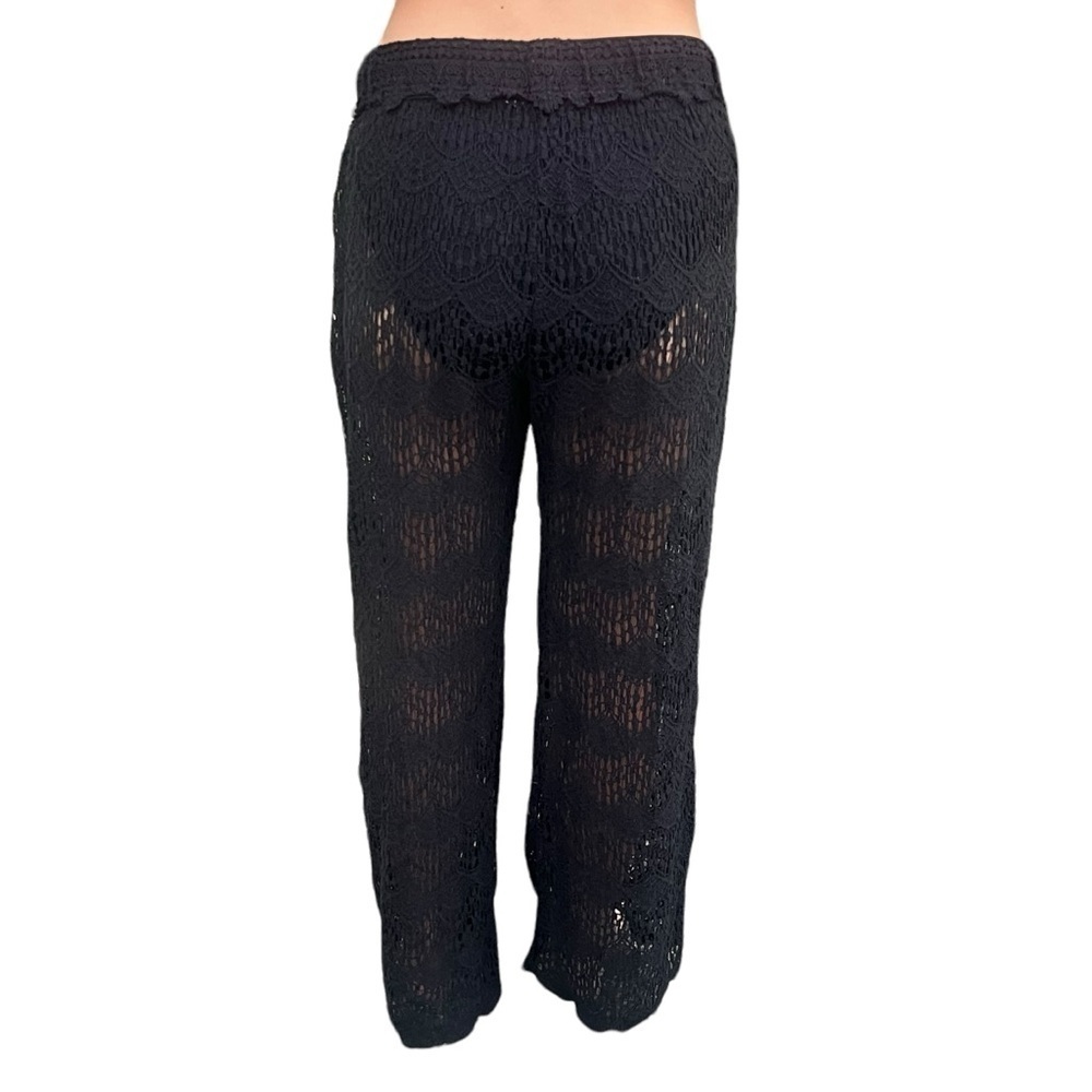 Soft Surroundings Crochet Lace Open Knit Black Pants Sz: S Petite Boho Coastal - Picture 3 of 12